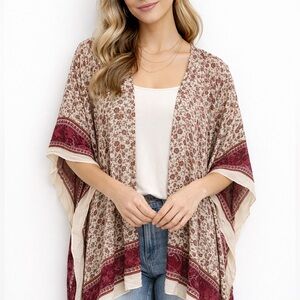 American Eagle Kimono Floral Boho One Size Viscose Shawl Overlay